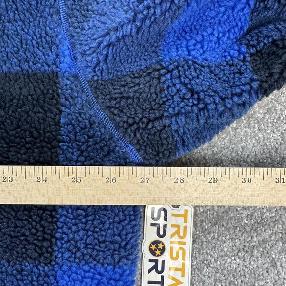 Nike Pullover Jacket Mens XL Buffalo Plaid Fleece Sherpa Blue Black 1/2 Zip - Picture 11 of 11